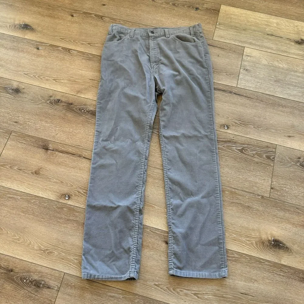 Vintage Levi's 515 Corduroy Jeans Mens 34‎ x 33 Gray USA Made 90s Cords